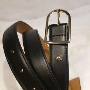 Kate Spade Black Leather Belt with Gold Buckle